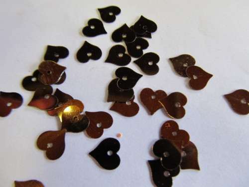 Sequins, Shapes, Heart, Brown, 8mm, ±70pc