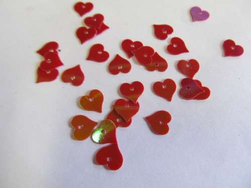 Sequins, Shapes, Heart, Redish Pink, 8mm, ±70pc