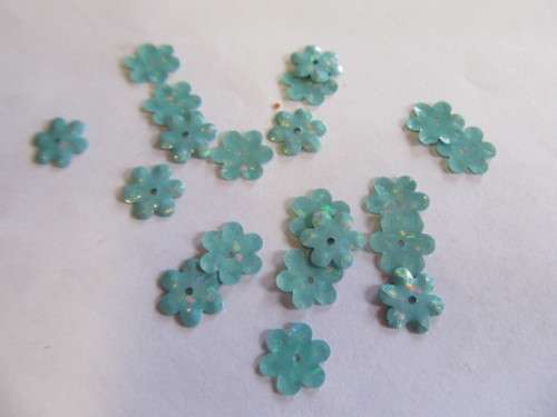 Sequins, Shapes, Flower, Blue, 9mm, ±70pc
