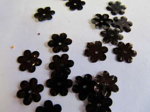 Sequins, Shapes, Flower, Black, 9mm, ±70pc