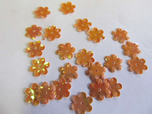 Sequins, Shapes, Flower, Orange, 9mm, ±70pc