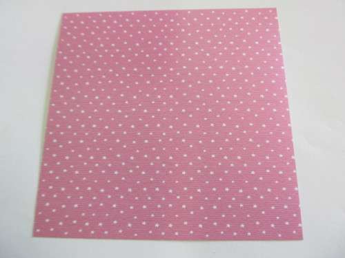 Printed Scrapbooking Paper, 15cm x 15cm, White And Pink, Star Design