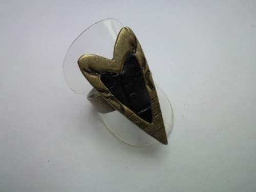 Ring, Adjustable, Bronze, Heart Shape, 1pc