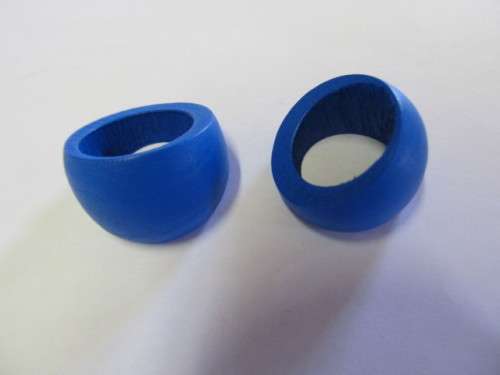 Fashion Jewellery, Ring, Wood, Blue, Size O, 17.35mm Dia