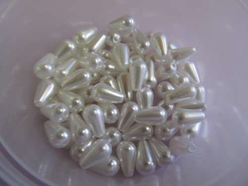 Teardrop Pearl White 10mm x 6mm, ±20pc