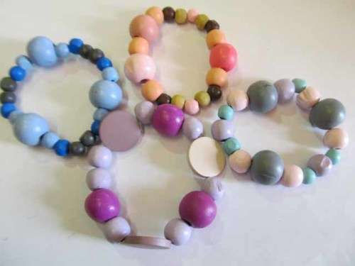 Bracelet Wooden Beads On Elastic Random Colour