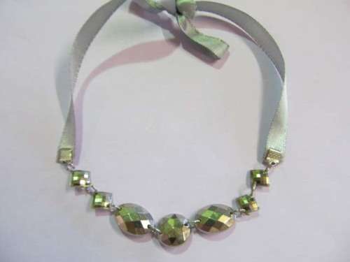 Necklace Choker Tie Knot Closing Grey And Nickel