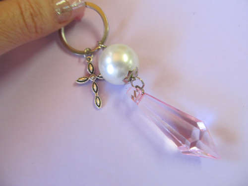 Keyring Nickel With White And Pink 110mm
