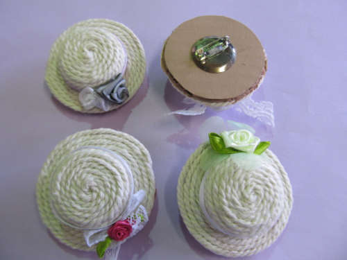 Brooch Hat Design Assorted Flower Colours 50mm