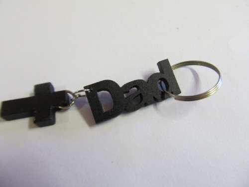 Keyring Dad With Hanging Cross Wood Brown