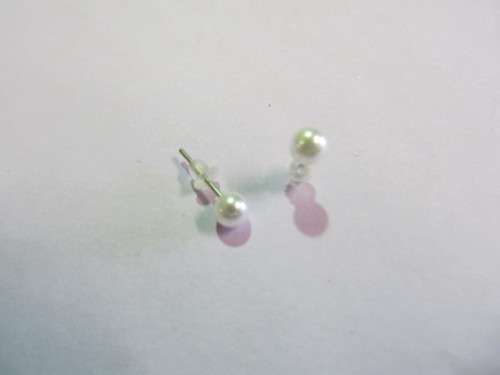 Earrings Stud Faux Pearl Beige 6mm