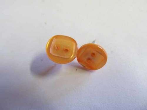 Earrings Stud Button Orange 11mm