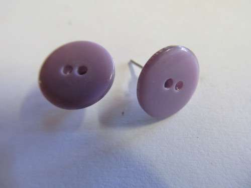 Earrings Stud Button Purple 12mm