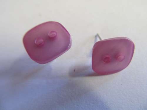 Earrings Stud Button Pink 11mm