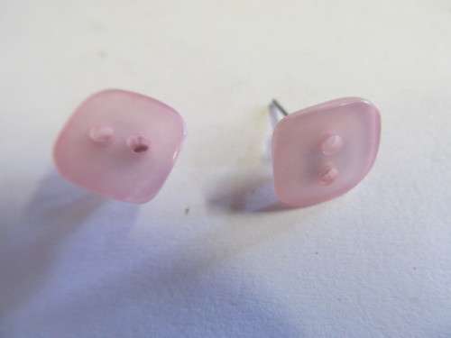 Earrings Stud Button Pink 11mm