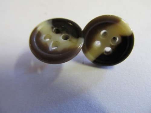 Earrings Stud Button Brown 14mm