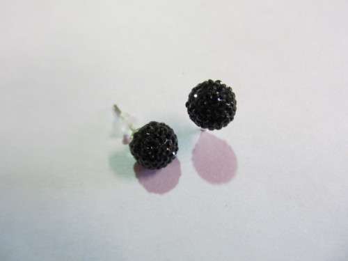 Earrings Stud Round Black 8mm