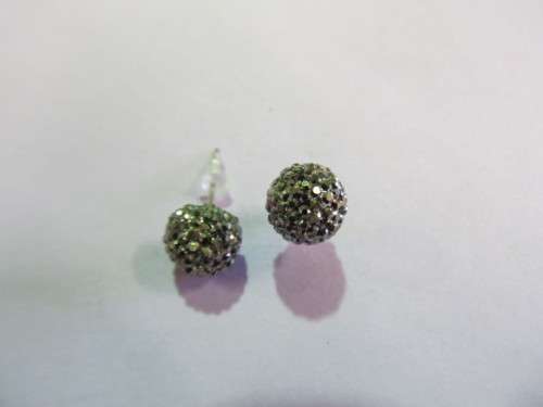 Earrings, Stud, Round, Charcoal, 8mm, 1 Pair