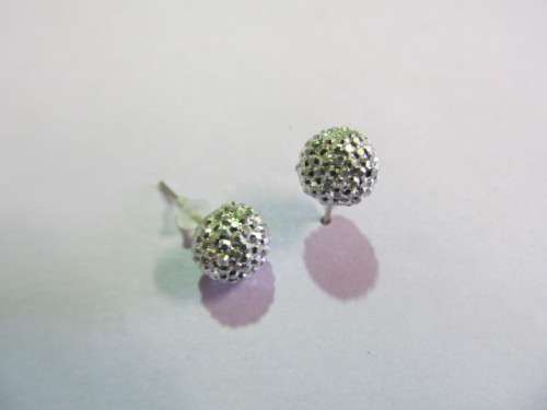 Earrings, Stud, Round, Silver, 8mm, 1 Pair