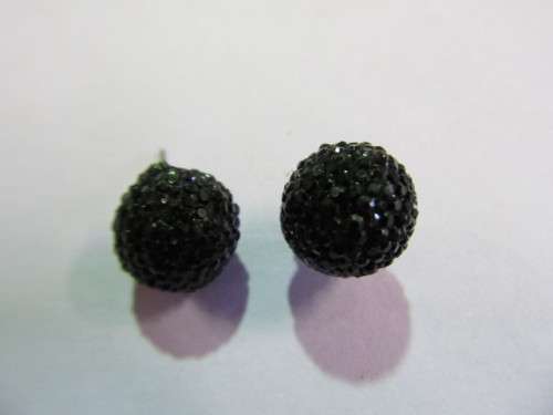 Earrings Stud Round Black 12mm