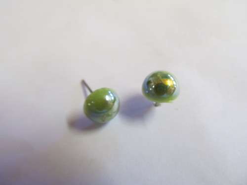 Earrings Stud Round Green 8mm