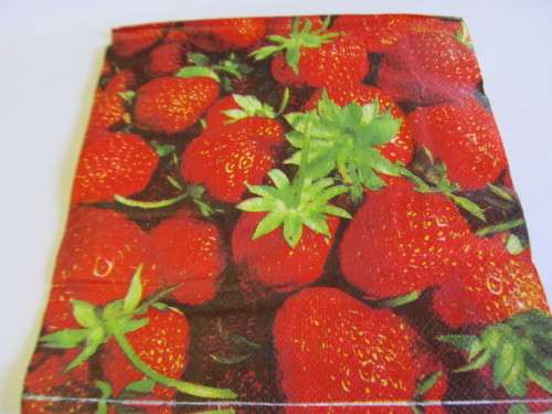 Decoupage Serviettes, Fruit Design, Strawberries, Red And Green, 1pc