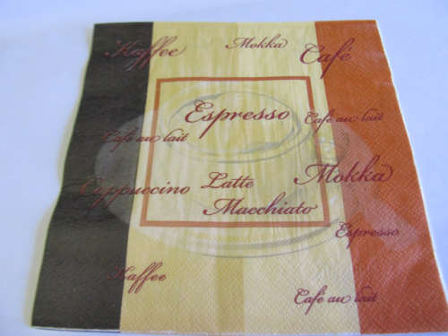 Decoupage Serviettes, Coffee Theme, Beige Brown Black, 1pc