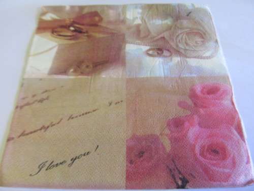 Decoupage Serviettes, Roses, Brown And Pink, 1pc