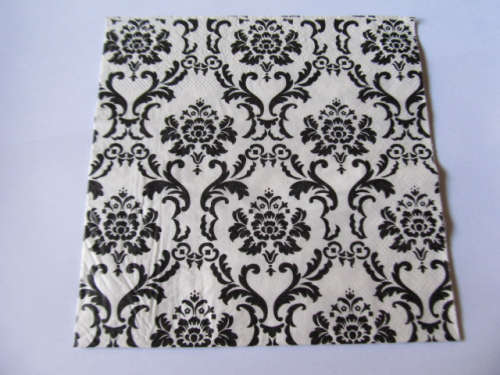 Decoupage Serviettes White With Black, 1pc