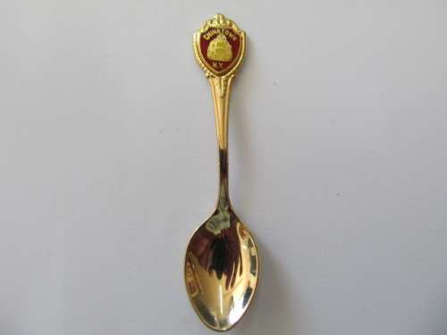 Spoon Sugar Souvenir China Town N.Y Brass Coated 91mm