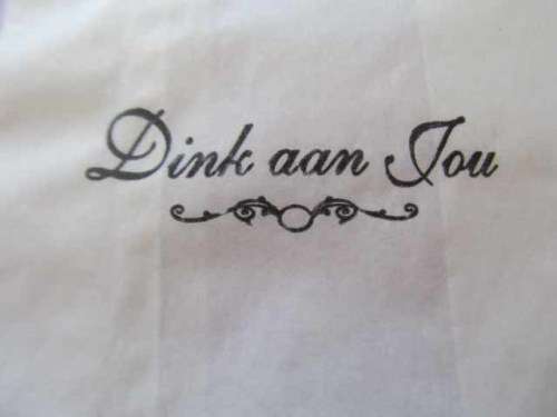 Gift Bag Paper Bag `Dink aan Jou` Stamped On Bag White 300mm x 90mm