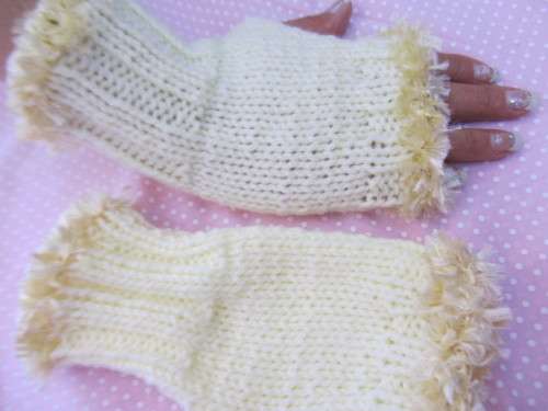 Handmade Mittens, One Size Fits All, Knitted, Wool, Yellow