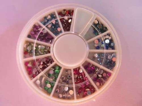 Rhinestones, 1 x Wheel, 12 Colours, Sizes Range from 0.5mm To 1mm In Diameter