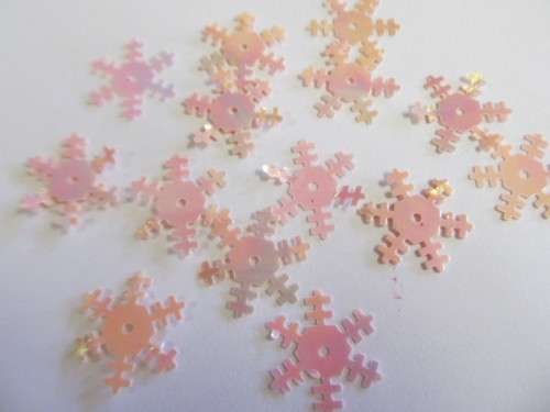 Sequins, Shapes, Snowflake, Pink, 19mm, 20pc