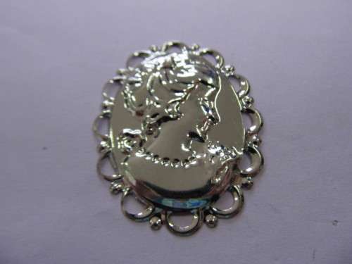 Pendants, Metal, Face, Nickel Colour, 43mm