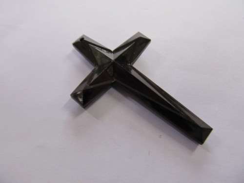 Pendant, Cross, Acrylic, Dark Brown, 60mm, 1pc
