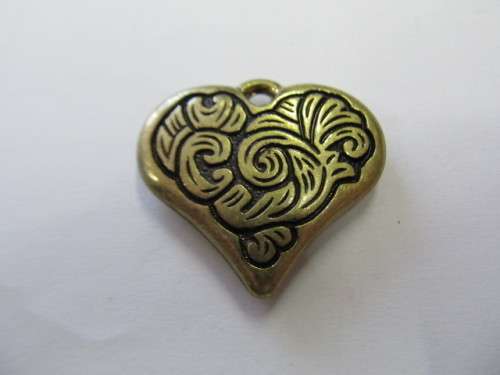Pendant, Heart, Acrylic, Bronze Colour, 31mm, 1pc