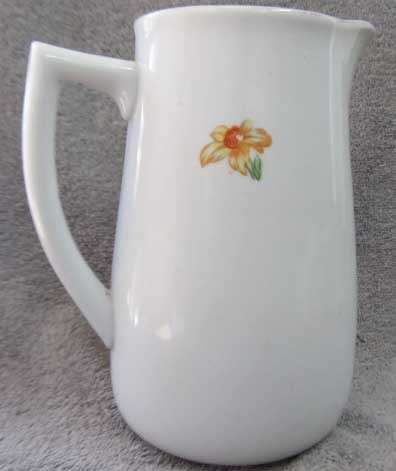 Milk Jug, White Glass With Flowers on Front and Rear, 1000ml, ±178mm x 90mm