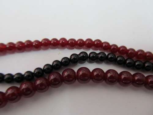 Glass Beads Mixed, Round, Red, Black, Red, 4mm, 4mm, 6mm, 3 x 25pc