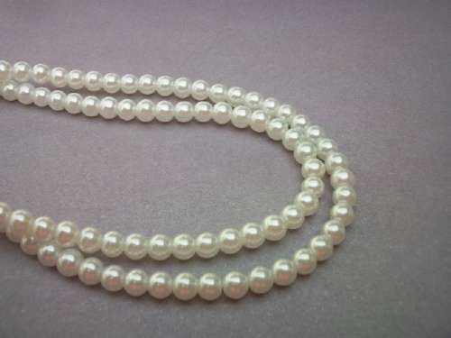 Glass Pearls, Shiny White, 4mm, ±210pc