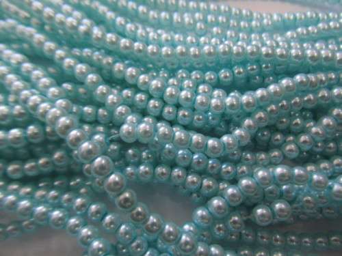 Glass Pearls, Shiny Turquoise, 4mm, ±210pc
