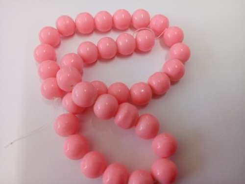 Glass Beads, Plain, Round, Pink, 10mm, ±34pc