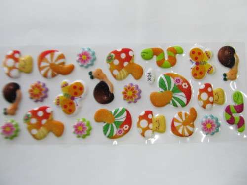 Scrapbooking and Card Making, Stickers Puff, Toadstool Theme, 22pc