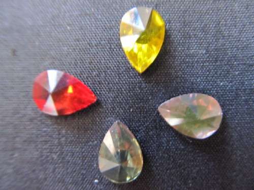 Rhinestones, Teardrop, Red, Yellow, Pink, Clear, 10mm x 7mm, 4pc