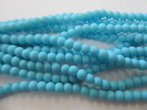 Glass Beads, Plain, Round, Matt Turquoise, 4mm, ±100pc