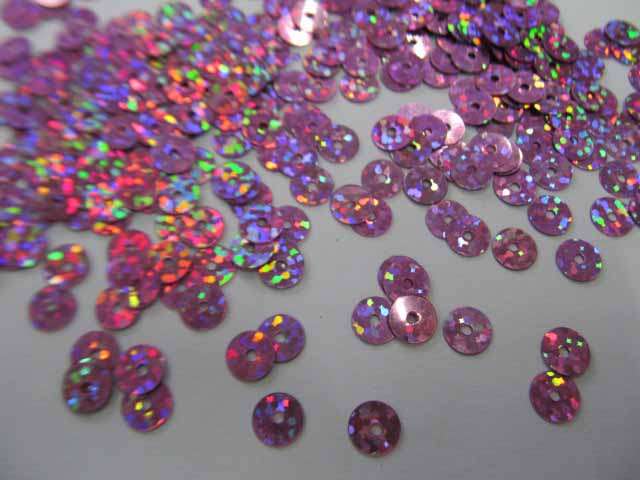 Glitter Metallic Bling, Sequins Shapes, Round, Purple, ±70pc, 6mm