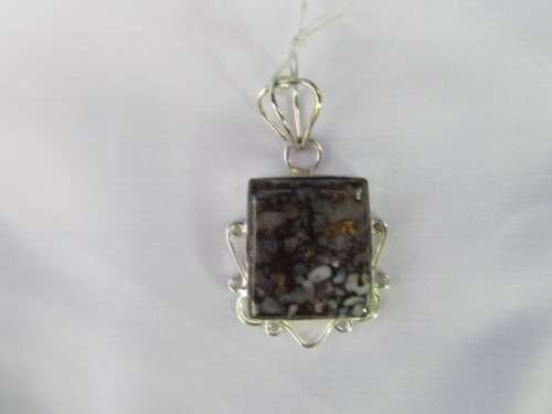 Fine Jewellery, Silver Pendant, Multi Coloured Stone, Stamped 925, Size 50mm x 33mm