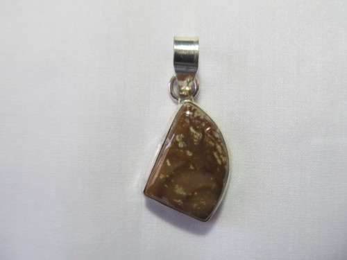 Fine Jewellery, Silver Pendant, Stamped 925, Brown Semi-Precious Stone, Size 48mm x 18mm