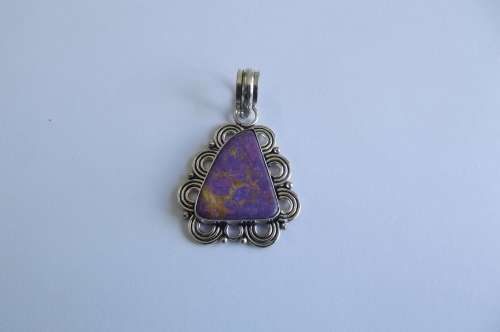 Fine Jewellery, Silver Pendant, Stamped 925, Sugilite Semi-Precious Stone, 47mm