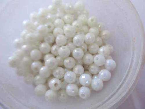 Beading and Jewellery Making, Acrylic Beads, Facetted, White AB, 6mm, ±40pc